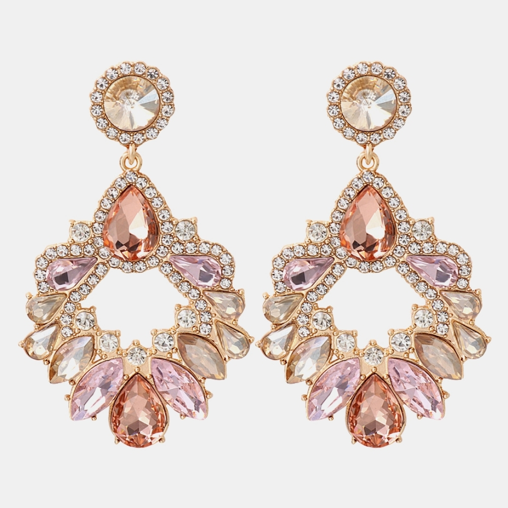 Halle Glass Drop Earrings - Peach